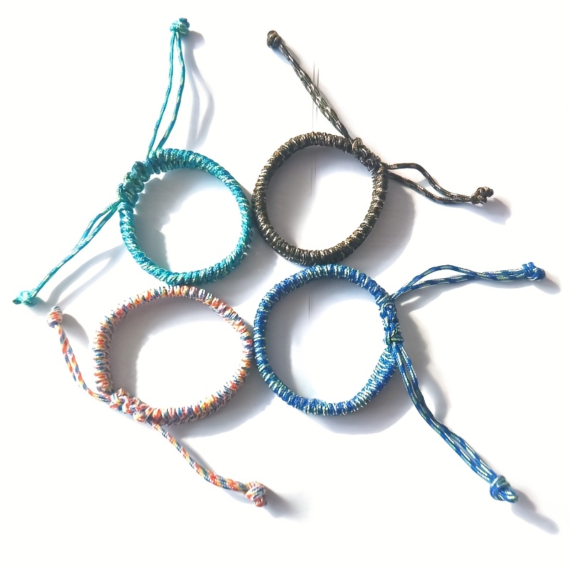 Adjustable Braided Nylon Rope Bracelet Colorful Striped Camping Accessory